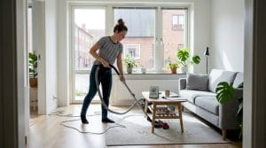1774517615059_Person-dammsuger-vardagsrum-i-Varberg-lagenhet - Varbergs HemService - Varbergs HemService Någon dammsuger vardagsrummet i en lägenhet i Varberg.