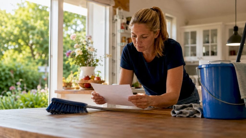 Person som ser över och kontrollerar städningen i hemmet