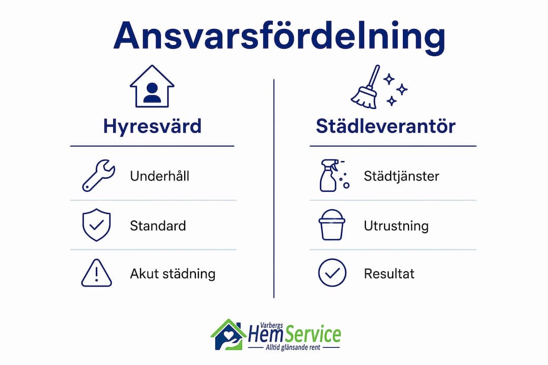 Grafik som visar hur ansvaret för städning fördelas mellan olika parter