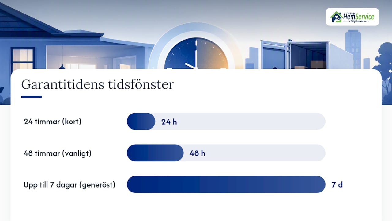 Tidslinje för städgaranti från 48 timmar upp till sju dagar