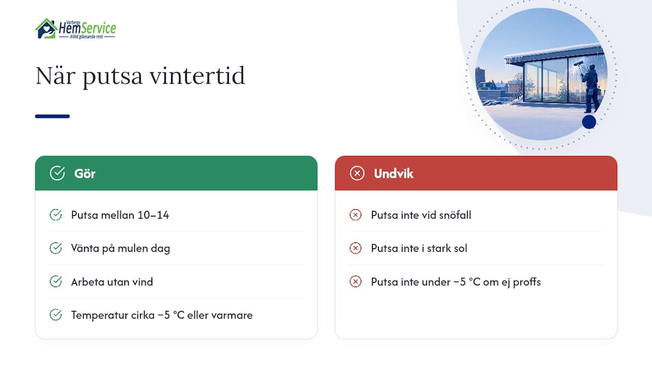Väderförhållanden för säker fönsterputsning på vintern