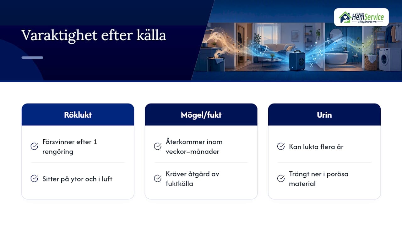 Hur länge sitter lukten kvar efter en behandling? — overview diagram