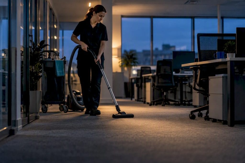 Städarna tar hand om kontorsstädningen efter jobbet